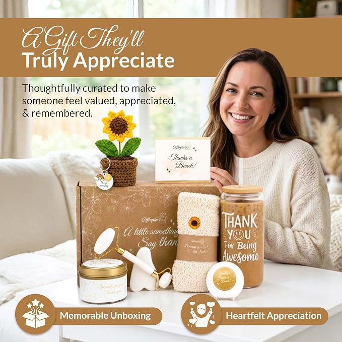 Thank You Gift Box for Women – Self Care Spa Set for Coworkers, Teachers, Nurses & Friends, Appreciation Care Package for Birthdays & Thinking of You Gift Box Set
