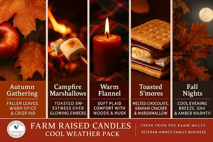 Fall Wax Melts Autumn Variety Pack, 5 Pack, 16 oz | 5 cozy fall scents • about 16 oz total • 30 cubes • USA-grown soy wax