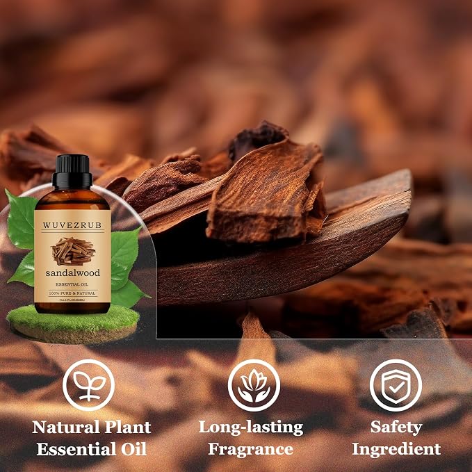 Sandalwood Essential Oils 60ML, Pure Sandalwood Essential Oil for Aromatherapy Diffuser - 2 Fl Oz