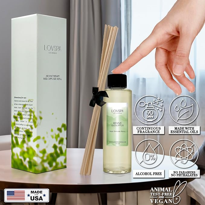 Revive Eucalyptus Diffuser Oil - Luxury Essential Oils for Diffuser Refill & Air Freshener Room Spray - Long-Lasting & Natural Home Fragrance, Scented Oil for Diffusers, USA Made, 4oz