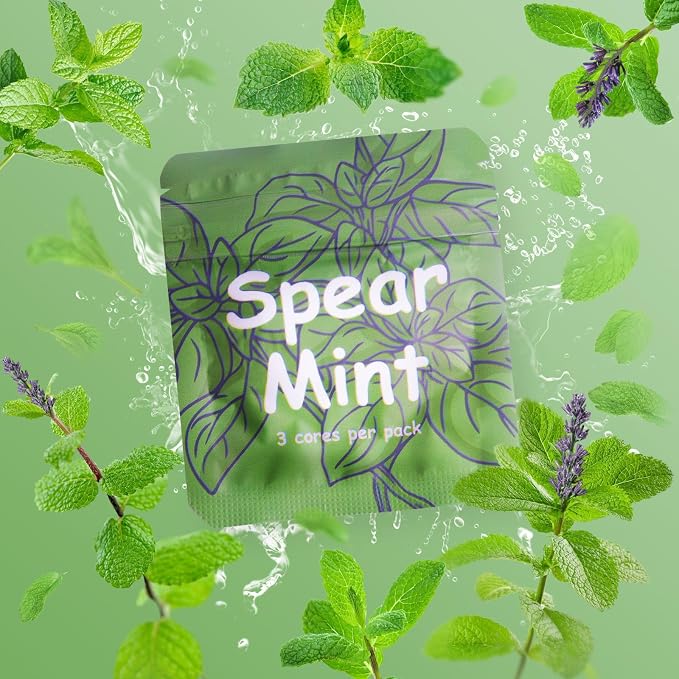 1 Pack Plant-Based Spearmint Essential Oil Cores for Necklace Diffusers - 5.5mm x 30mm Aromatherapy Inserts, Natural Scent Refills 3 Pcs