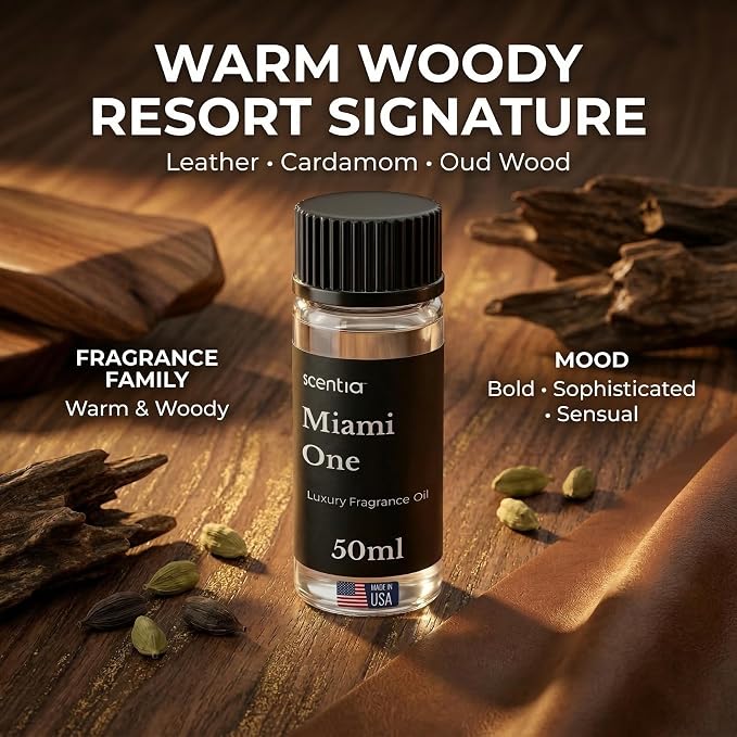 Scentia Miami One (My Way) Hotel Scent Diffuser Oil – Luxury Fragrance Inspired by 1 Hotel Miami Beach – 50 mL – Lemon, Sandalwood & Cedar Essential Oil Blend for Home, Office & Aromatherapy Diffusers
