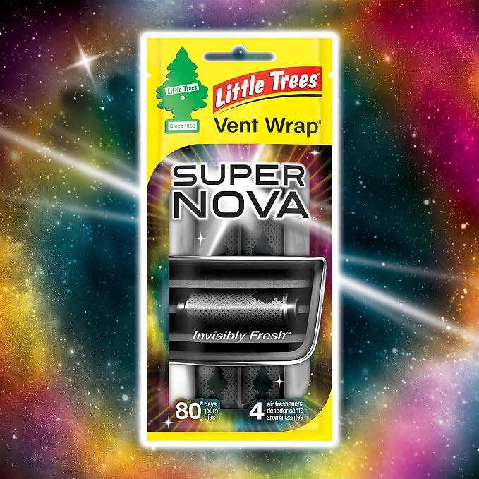 LITTLE TREES Car Air Freshener | Vent Wrap Provides Long Lasting Scent, Invisibly Fresh | 16 Air Fresheners | Supernova
