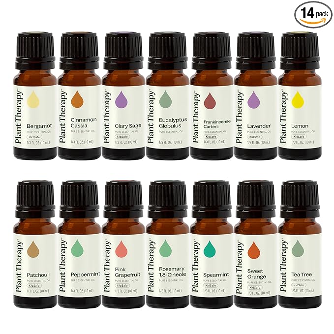 Plant Therapy Top 14 Essential Oil Set, 10 mL (1/3 oz) Bottles of Lavender, Eucalyptus, Peppermint, Orange Sweet, Lemon & More, 100% Pure, Undiluted, for Topical Use & Essential Oil Diffusers