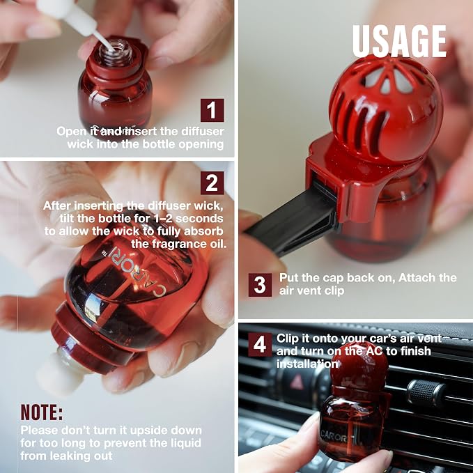 Carori Cute Car Air Freshener 2 Pack, Lightbulb-Shaped Car Fresheners, Automotive Vent Clip, Long Lasting Scent, Essential Oils, Cute Car Accessories for Women (Apple Cinnamon)