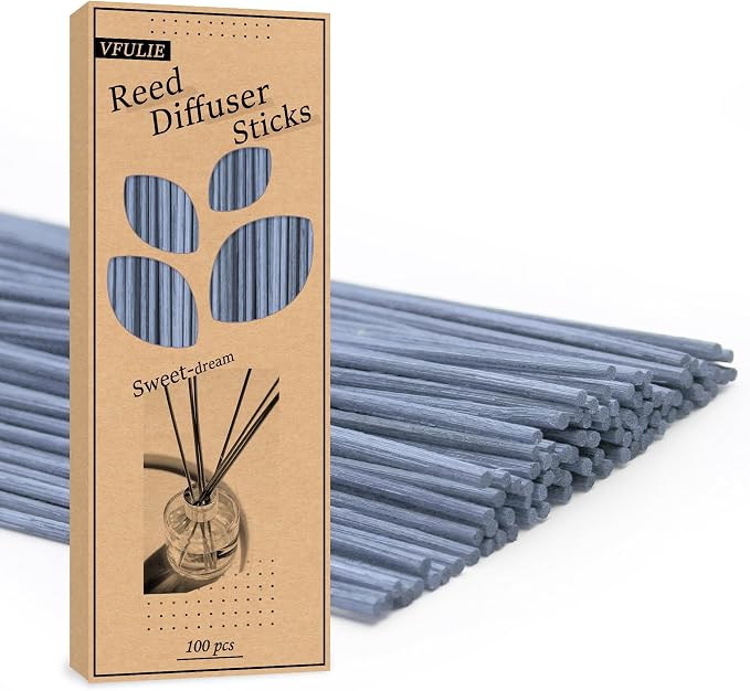 VFULIE 100PCS Reed Diffuser Sticks, Refill Replacement for Aroma Fragranc (100, hui LAN)
