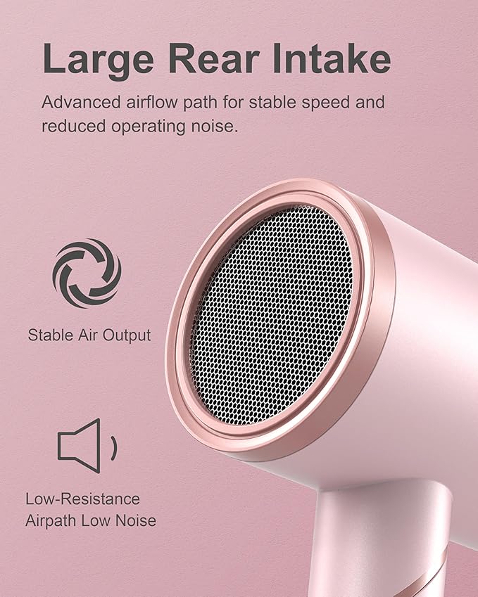 ANNLARY Hair Dryer with Comb | 1800W Blow Dryer with Diffuser for Curly Hair | Plasma Ionic Hairdryer for Frizz Control | Foldable & Protable Design for Travel | 6.5 ft ALCI Cord for Women and Men