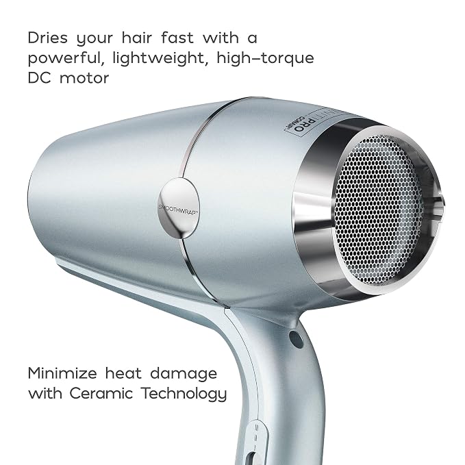 Infiniti PRO CONAIR SmoothWrap Hair Dryer,Blow Dryer with Diffuser and Concentrator Attachments,Advanced Plasma and Ceramic Technology for Less Frizz,More Volume-and Body,Mint,(Pack of 2)