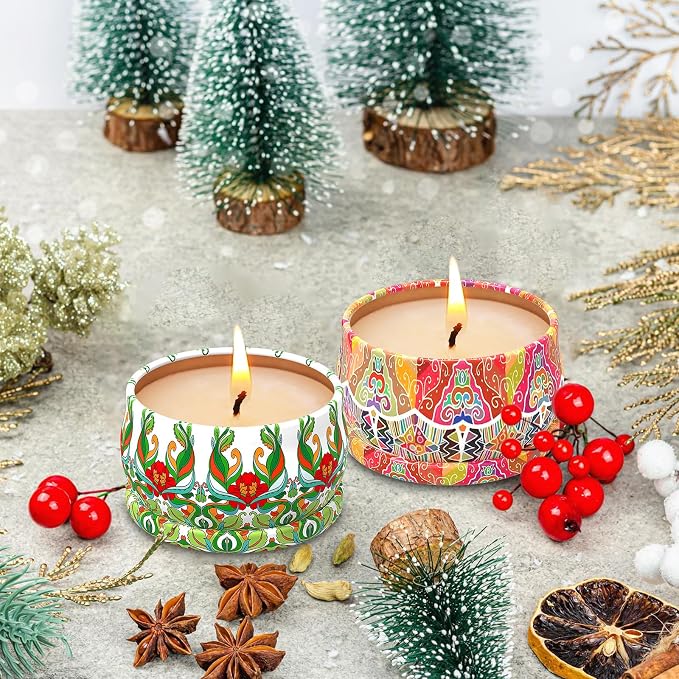 Scented Candles Gift Set, 3 Pack Candles for Home Scented, Long Lasting Soy Wax Aromatherapy Candle Set, Gifts for Women with Gift Box, Baby Shower Prizes (Rose.Vanilla.Orange)