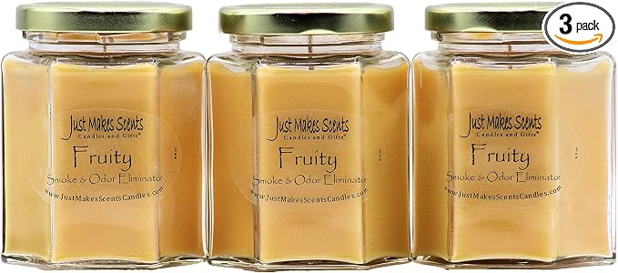 3 Pack - Fruit Scented Smoke and Odor Eliminator Candle - Odor Eliminating Scented Candles for Home - Neutralizes Cigarette, Food, and Pet Smells - Hand Poured in The USA