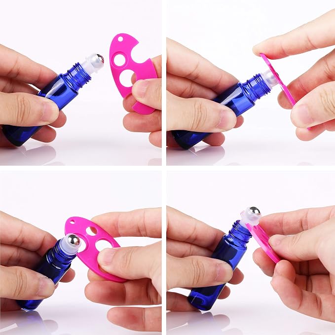 inice 12 Pack Essential Oil Roller Bottles 10ml Cobalt Blue Glass Bottles Stainless Steel Roll On Ball for Daily Care