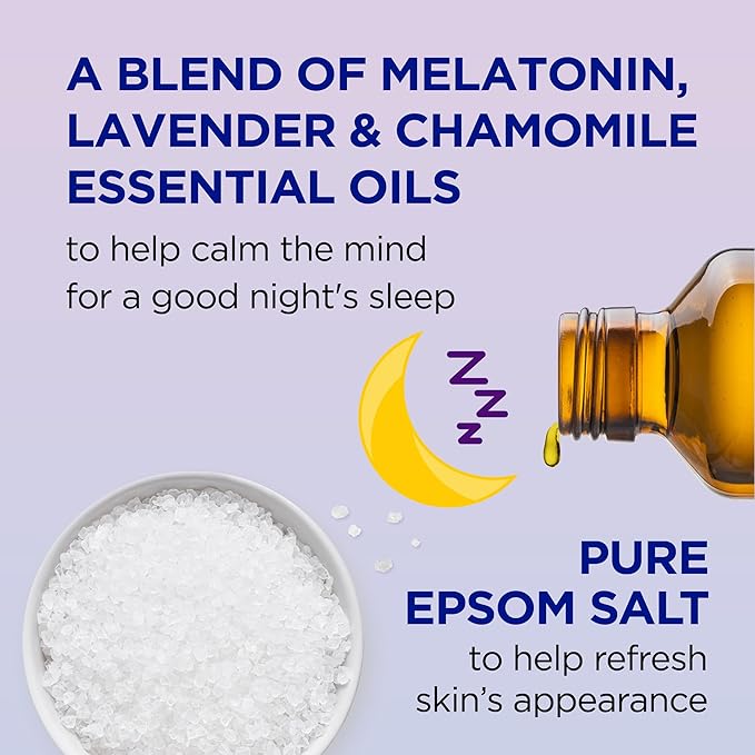 Dr Teal's Foaming Bath with Pure Epsom Salt, Sleep Blend with Melatonin, Lavender & Chamomile Essential Oils, 62.5 fl oz
