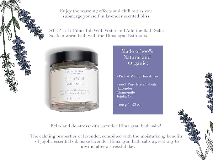 FleurDuBien Lux Lavender Growing Kit & Spa Gift Basket Self-Care Set with Lavender Silk Eye Mask, Mist, Roll-On, Bath Salts, Soy Wax Candle with Perfumist-Crafted Scent Terracotta Pot