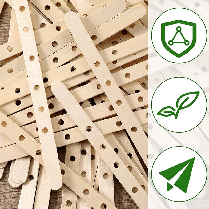 Wooden Candle Wick Holders 50 Pcs 7 Holes Wick Centering Devices Candle Multiwick Bars Candles Making Bars Wax Stick Clips Center Tool for DIY Wax Crafting Material Supplies