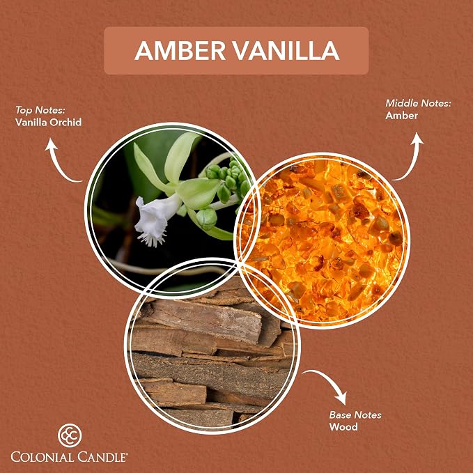 Colonial Candle Amber Vanilla Scented Wax Melts, Wax Melt Warmer Cubes, Long Lasting Scented Wax Warmer Cubes, 4 Pack, 6 Cubes Each - Made in The USA