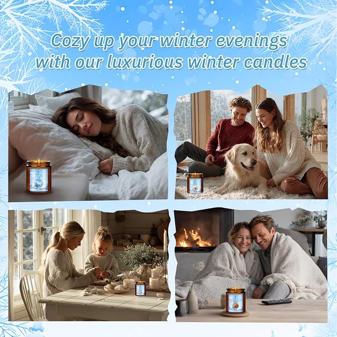 Winter Candle, Frost Fir Scented Candles for Home, Holiday Candles Natural Soy Candle, Aromatherapy Candle 7 oz Jar Candles Winter Gifts for Women Men