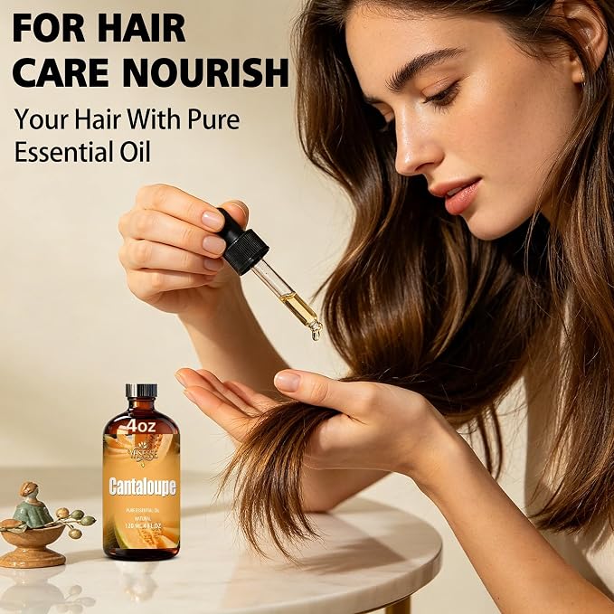 Cantaloupe Essential Oil, Cantaloupe Oil 4 Fl Oz 120ml for Diffuser Yoga Soap & Candle Making – with 0.33 Oz Roller Ball & Dropper YHSESSE Essential Oils
