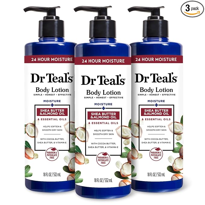 Dr Teal's Body Lotion, Shea Butter & Almond, 18 fl oz (Pack of 3)