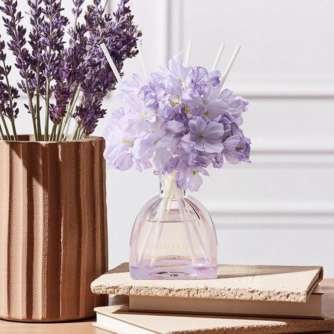 COCORRÍNA Reed Diffuser - Lavender Garden 8.5 Fl.oz Reed Diffuser with 8 Sticks for Home Bathroom Shelf Decor (Simple Luxe Collection)