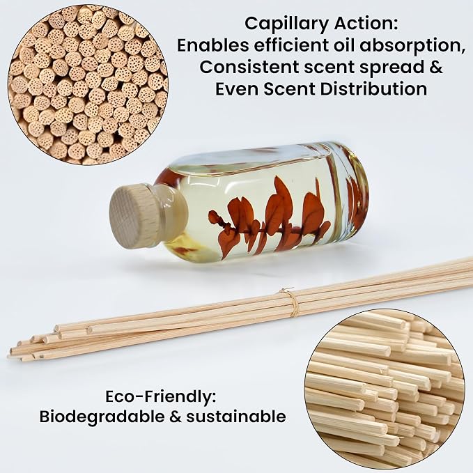 Urban Naturals Reed Diffuser Sticks 10 Inch Natural Rattan, 100 Count, Bulk Refill for Oil Diffuser Bottles, DIY Projects