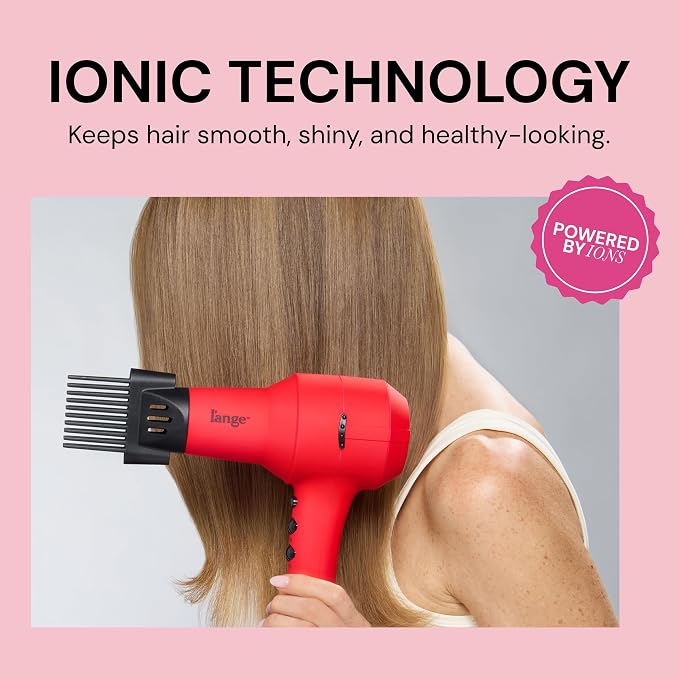 L'ANGE HAIR PowerStyle Turbo Ionic Hair Dryer | 1875 Watt Professional Blow Dryer with Diffuser & Concentrator | Multiple Heat & Speed Settings for Fast Drying | Salon-Grade Styling Tools, Red
