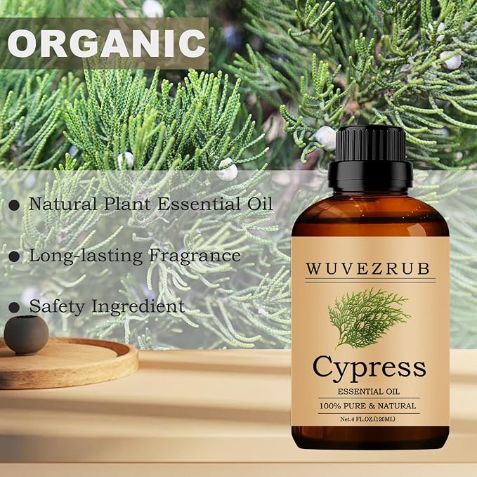 Cypress Essential Oils, 120ML Pure and Natural Essential Oil for Aromatherapy Diffuser - Cypress /4 Fl Oz