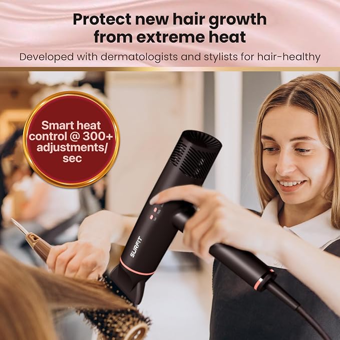Hair Dryer with Diffuser, Surfit Blow Dryer, Foldable Travel Hairdryer, 110,000 RPM Professional Ionic Hair Dryer for All Hair Types, 1 Min Fast Drying, Precision Styling, No Heat Damage
