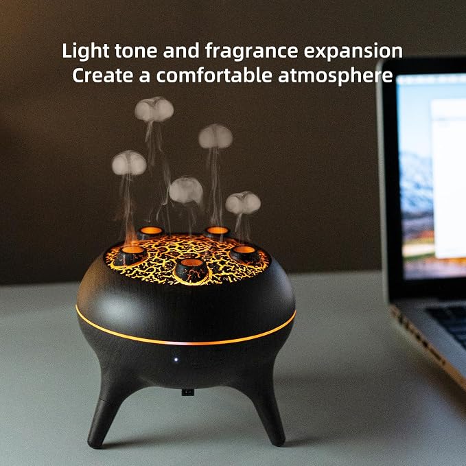 Essential Oil Diffuser 250ML,Jellyfish Diffuser Air Humidifiers Sound Pickup Ultrasonic Aromatherapy Diffuser Remote Control 7 Color Lights for Home Bedroom Office Hotel (Brown Color)