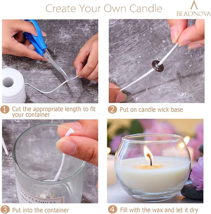 BEADNOVA Candle Wick Base 100pcs Candle Wick Cilps Sustainer Tabs for DIY and Making (12.5mm/ 0.5inch)