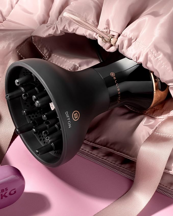 Bellissima Diffon Ceramic Diffuser Hair Dryer for Curly Hair - 2-in-1 Blow Dryer with Diffuser - Reduces Frizz, Defines Curls, Volumizes - Lightweight, Compact, Easy Hold Handle