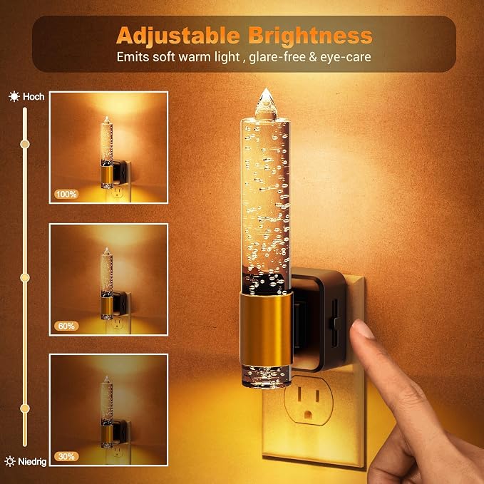 JandCase Night Light, Flameless Candle Night Lights Plug into Wall 2 Pack, Dusk to Dawn Sensor Aesthetic Automatic Nightlight, Amber Dimmable LED Nightlights, Decorative nite light for Adults Bathroom