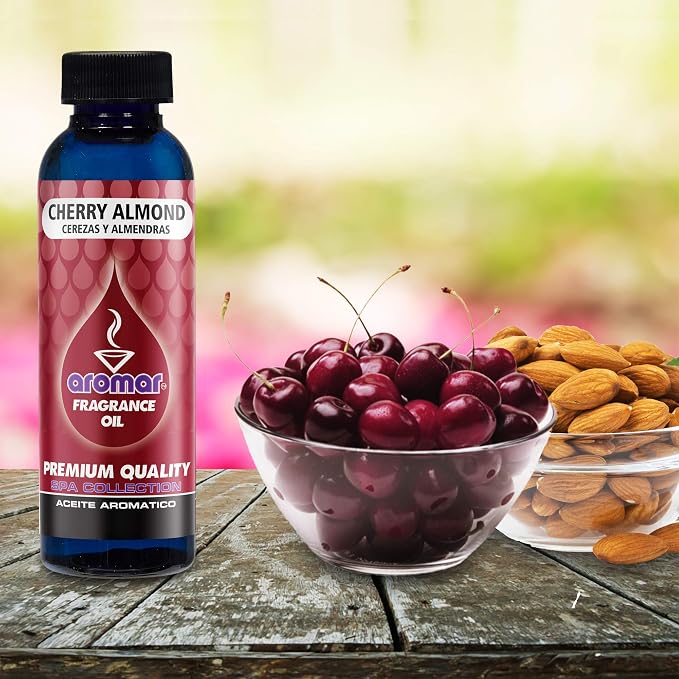 AROMAR Premium Fragrance Oil, Pack of 3 Cherry Almond5 2oz. Bottles. Long Lasting Aromatic Scent, Fresh and Revitalizing Aromatherapy for Living Room, Bedroom, and Kitchen