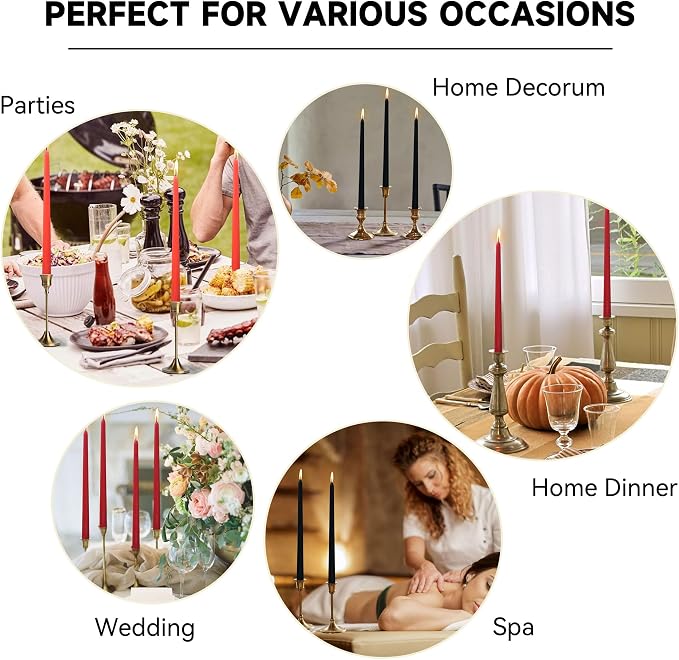 Red Taper Candle Dripless Candlesticks - Gedengni 12inch Unscented Candles Long Candle Sticks Christmas Tapered Candles for Home Party Wedding Restaurant Holiday Decor,8D4PC-RED