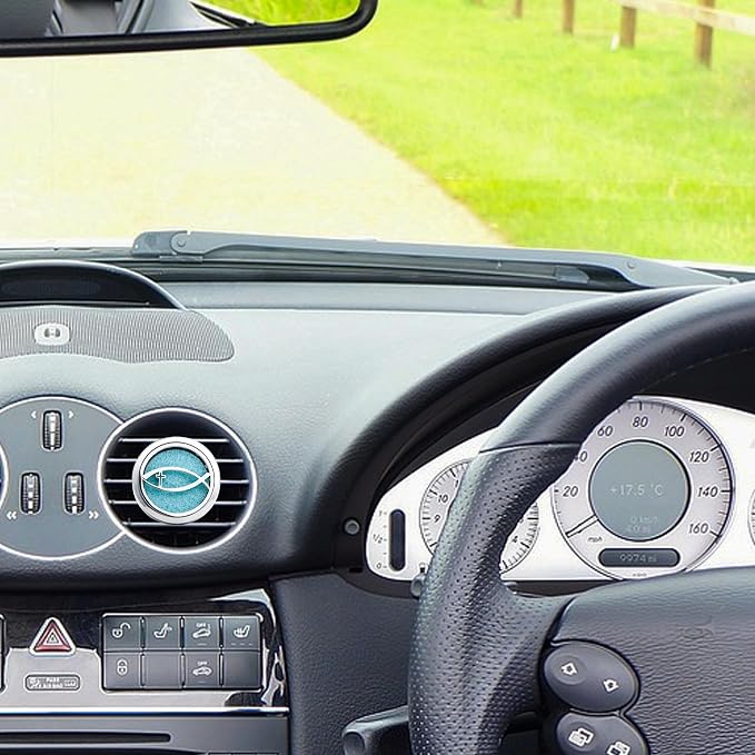 30mm Car Diffuser Vent Clip Aromatherapy Car Essential Oil Diffuser Vent Clips Car Air Fresheners Scents Diffuser Vent Clip (Christian Cross Fish)