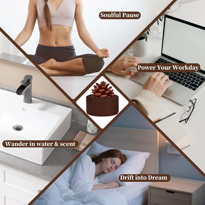 Pinecone Passive Diffuser - 2 Pack Natural Materials Essential Oil Diffusers Set, Needed for Small Spaces, Aromatherapy for Desk, Office, Home, Bedroom or Car Decor