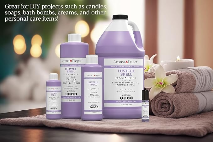 Aroma Depot Love Spell 4 fl oz. Fragrance Oil I Perfume I Scented Oil. DIY Projects Such as Candles, Bath Bombs, Body Butters, Creams & Lotions. Few Drops in The Diffuser, Burners, or Warmers.