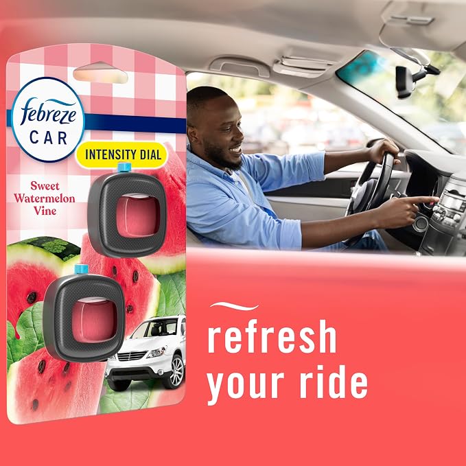 Car Air Freshener Vent Clip Sweet Watermelon Vine Scent, 2 Count, .13 oz Total