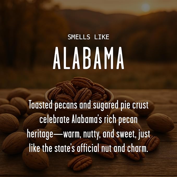 Alabama Gifts, Alabama Decor for Home - 'There's No Place Like Alabama Candle, w/Toasted Pecans & Sugared Pie Crust I Alabama Souvenirs I Alabama State Gifts I 9oz Jar, 50Hr Burn, USA Made