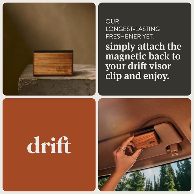 Drift Car Air Freshener - The Original Wood Air Freshener - Car Odor Eliminator - Long Lasting Scent - Metal Clip - Essential Oils - John Wick Scent 3 Pack Refill - NO CLIP INCLUDED