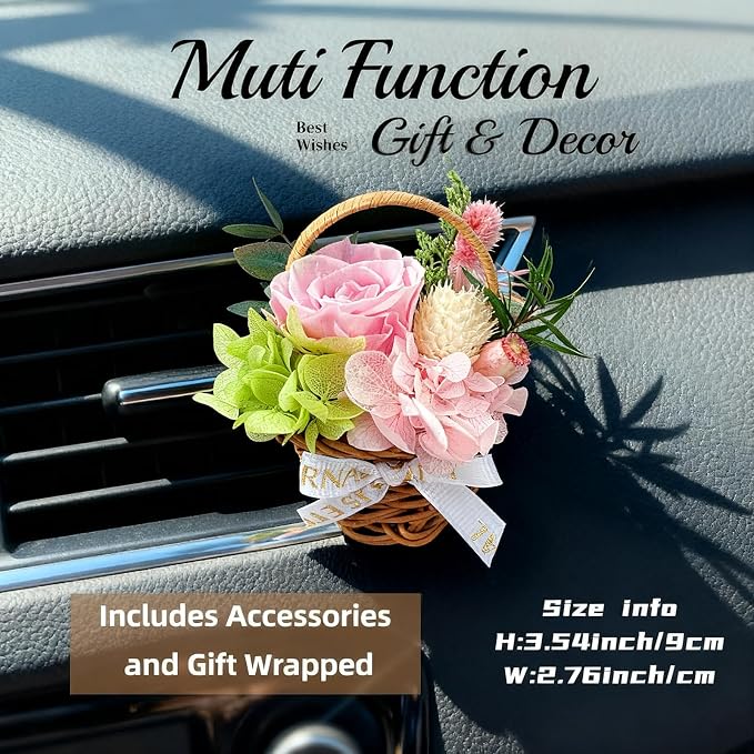 Small Bouquet Car Air Freshener Vent Clips Mini Fresh Flower Bouquet Air Conditioning Outlet Perfume Clip Decoration Essential Oil Diffuser Vent Clip Auto Interior Accessories for Car Decor