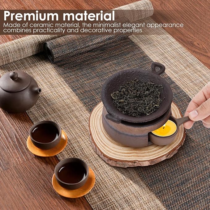 Ceramic Aromatherapy Stove Essential Oil Burner, Aromatherapy Burner Diffuser for Herbs, Tea Light Candle Holders Teapot Warmer, Zen Incense Kit for Home Office