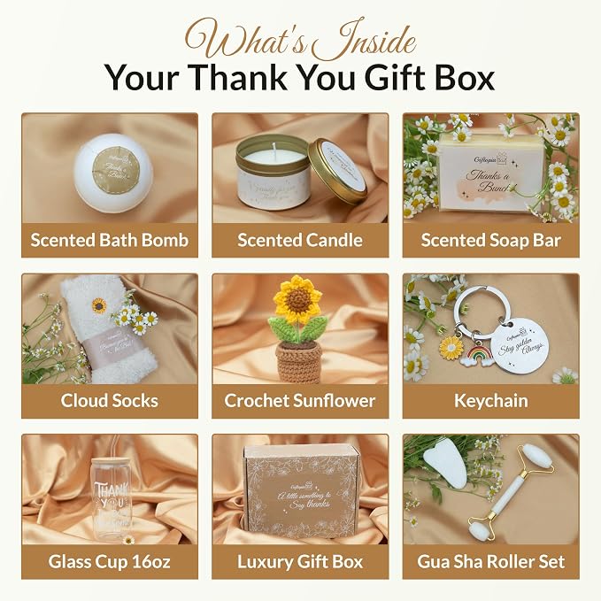 Thank You Gift Box for Women – Self Care Spa Set for Coworkers, Teachers, Nurses & Friends, Appreciation Care Package for Birthdays & Thinking of You Gift Box Set