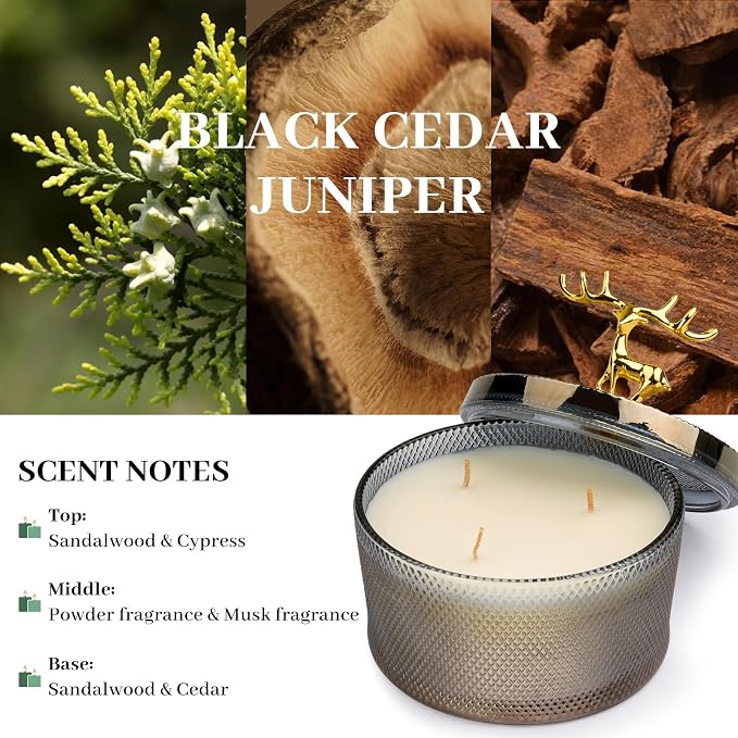 Multper Sandalwood Scented Candle Gift for Women - 10.58 oz 3 Wicks Natural Soy Wax Large Candle, 50-Hour Burn Time Aromatherapy Candle for Home & Relaxation, Gift for Mom On Mother's Day