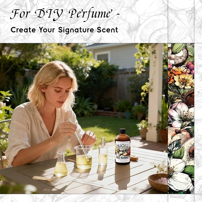 HIQILI Iris Sonnet Fragrance Oil, Premium Concentrated Scent for Home Diffuser, Perfume Balm Making, Linen Spray - 5.07 Fl Oz