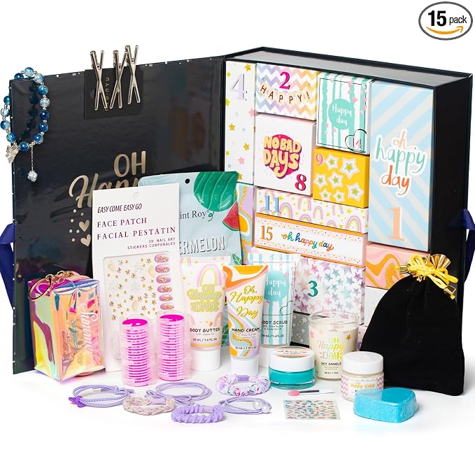 Valentines Day Gifts Advent Calendar Bath and Body Gift Basket Set for Women, Spa Gift Basket 15-Days Bath Gift Set Self Care Gift, Advent Beauty Calendar Countdwon Birthday Gifts, Christmas
