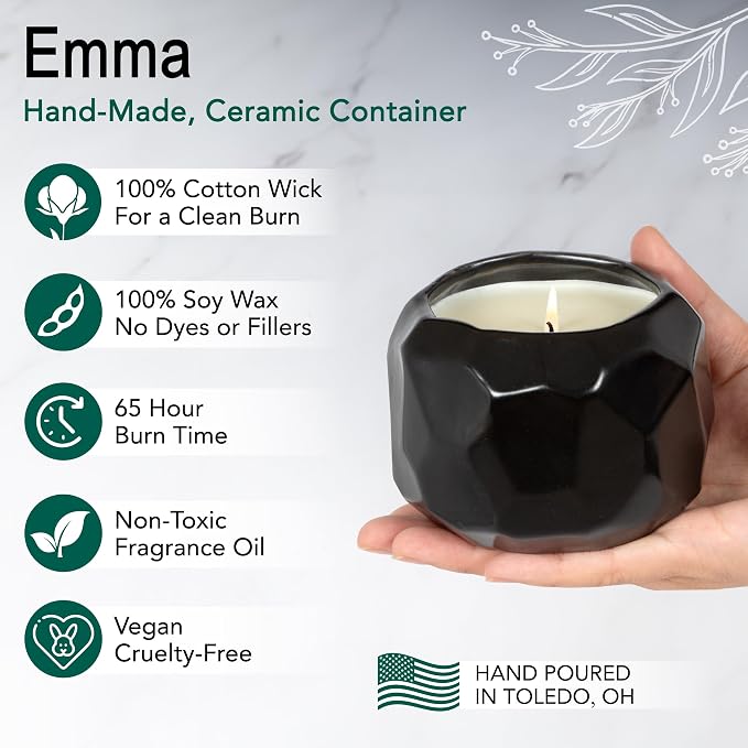The Growing Candle, Unscented Fragrance Free Candles, 13oz Ceramic Pot, 100% Soy, Emma
