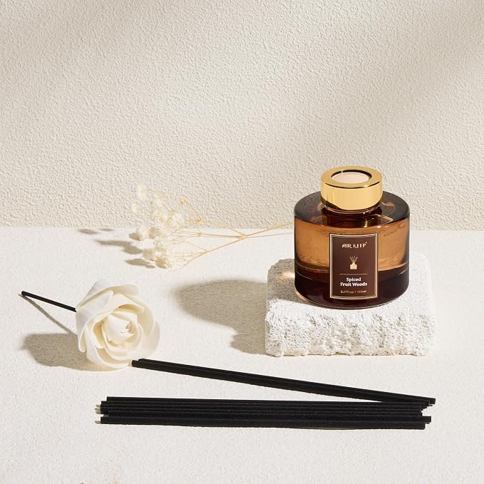 Airkeep Flower Reed Diffuser Set, Spiced Fruit Woods Diffuser Set, 5.07 Fl.oz (150ml), Home Fragrance, Bathroom, Bedroom & Home Décor, Air Freshener