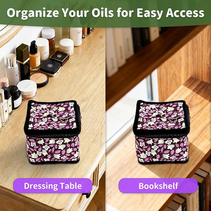 Weljoy Essential Oil Case 13 Bottle Organizer for 30ml 50ml 100ml 115ml 8oz, Travel Bag with Adjustable Dividers Foam Padded for Aromatherapy Roller Dropper Bottles (Bellwort, 5.9x5.9x5 in)