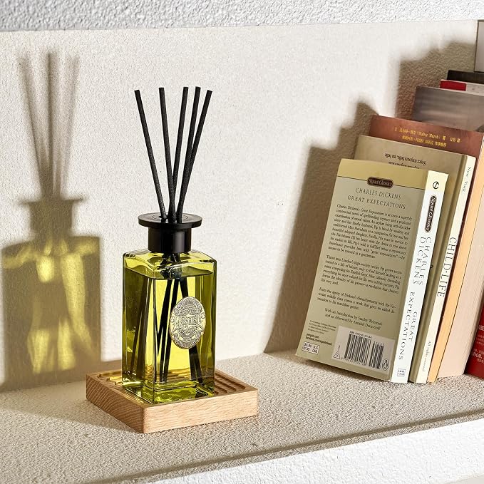 M&SENSE 6.3 oz Large Reed Diffuser Set | Eucalyptus Mint Scent Oil Diffuser with Sticks | Hotel Collection Non-Toxic Essential Oil |for Bedroom Bathroom Living Room