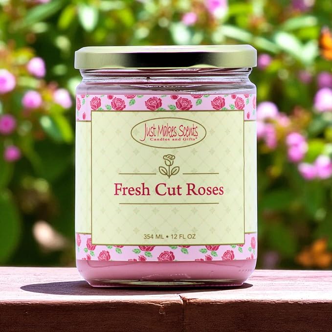 Fresh Cut Roses Scented Blended Soy Candle by Just Makes Scents (12 oz)